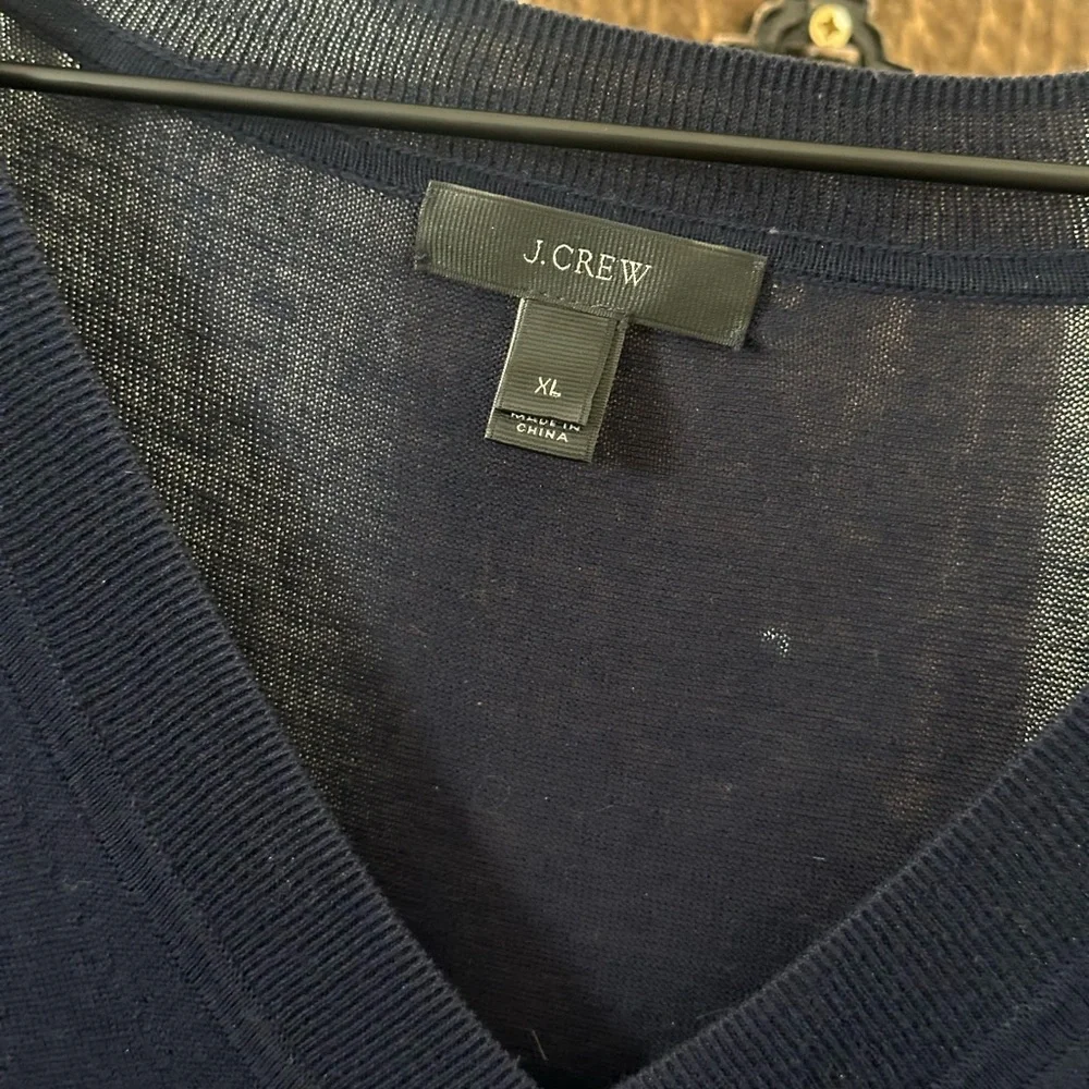 J. Crew Navy V-Neck Sweater cotton - Picture 3 of 4